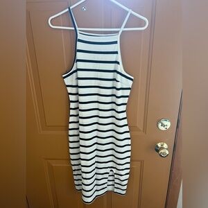Black and white striped dress